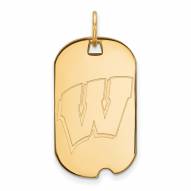Wisconsin Badgers Sterling Silver Gold Plated Small Dog Tag