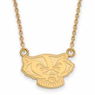 Wisconsin Badgers Sterling Silver Gold Plated Small Pendant Necklace