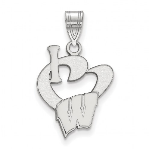 Wisconsin Badgers Sterling Silver Large I Love Logo Pendant