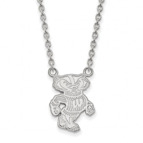 Wisconsin Badgers Sterling Silver Large Pendant Necklace