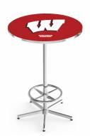 Wisconsin Badgers "W" Chrome Bar Table with Foot Ring