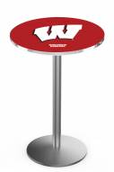 Wisconsin Badgers "W" Stainless Steel Bar Table