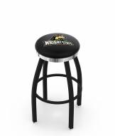 Wright State Raiders Black Swivel Barstool with Chrome Accent Ring