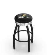 Wright State Raiders Black Swivel Barstool with Chrome Ribbed Ring