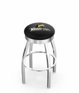 Wright State Raiders Chrome Swivel Barstool with Ribbed Accent Ring