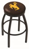 Wyoming Cowboys Black Swivel Bar Stool with Accent Ring