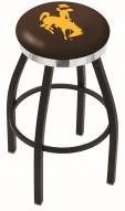 Wyoming Cowboys Black Swivel Barstool with Chrome Accent Ring