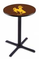 Wyoming Cowboys Black Wrinkle Bar Table with Cross Base