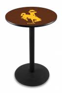 Wyoming Cowboys Black Wrinkle Bar Table with Round Base