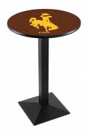 Wyoming Cowboys Black Wrinkle Pub Table with Square Base