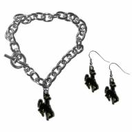 Wyoming Cowboys Chain Bracelet and Dangle Earring Set