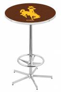 Wyoming Cowboys Chrome Bar Table with Foot Ring
