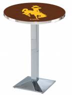 Wyoming Cowboys Chrome Bar Table with Square Base