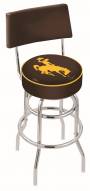 Wyoming Cowboys Chrome Double Ring Swivel Barstool with Back