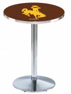 Wyoming Cowboys Chrome Pub Table with Round Base