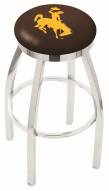 Wyoming Cowboys Chrome Swivel Bar Stool with Accent Ring
