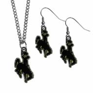 Wyoming Cowboys Dangle Earrings and Chain Necklace Set