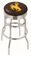 Wyoming Cowboys Double Ring Swivel Barstool with Ribbed Accent Ring