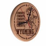 Wyoming Cowboys Laser Engraved Wood Clock