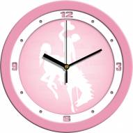 Wyoming Cowboys Pink Wall Clock