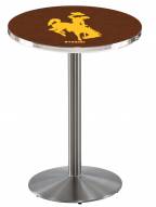 Wyoming Cowboys Stainless Steel Bar Table with Round Base