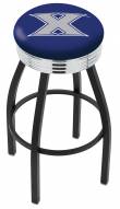 Xavier Musketeers Black Swivel Barstool with Chrome Ribbed Ring