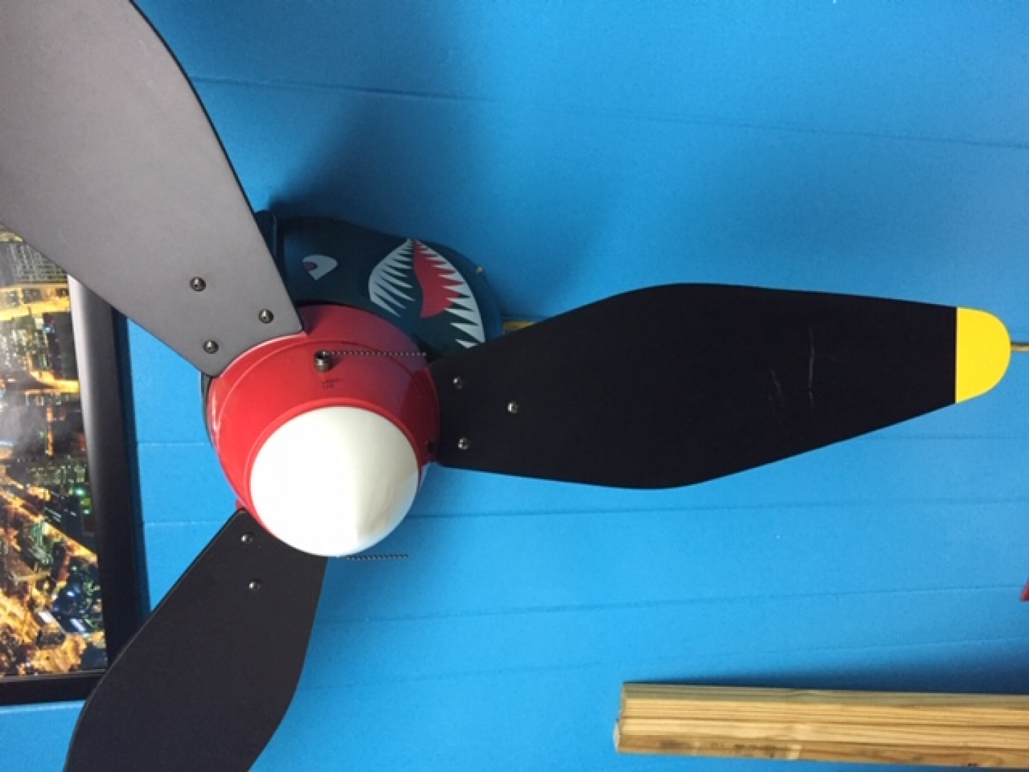 Ceiling Fan 48in Blue Flush Mount Children Kids Airplane Flyer 3 Speed 2441 CFM 